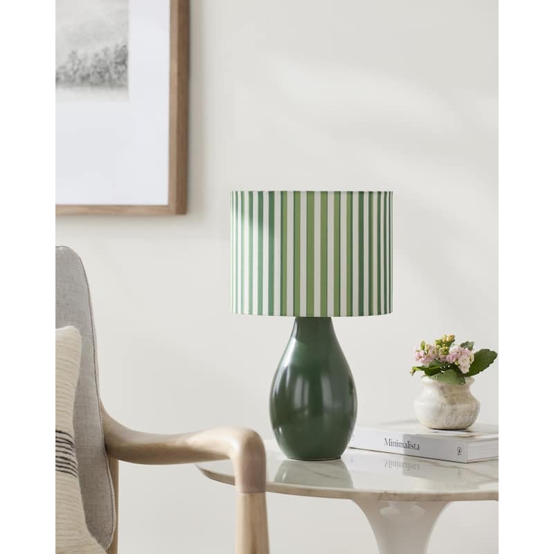 Livabliss Melbu Modern Accent Table Lamp - 15"H x 9"W x 9"D - Dark Green