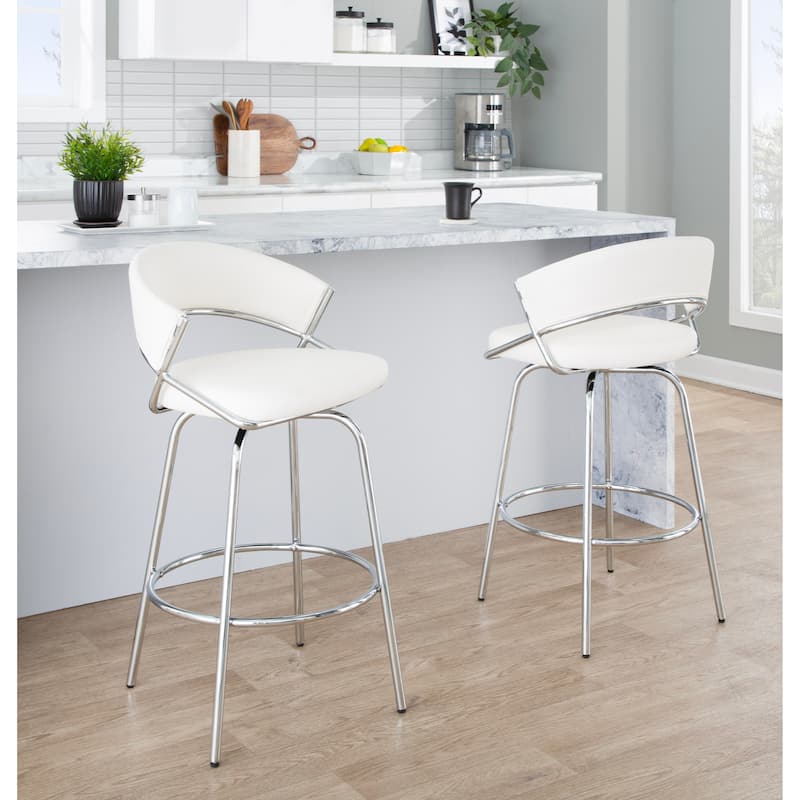Silver Orchid Tatyana 26" Upholstered Counter Stool with Metal Legs (Set of 2)