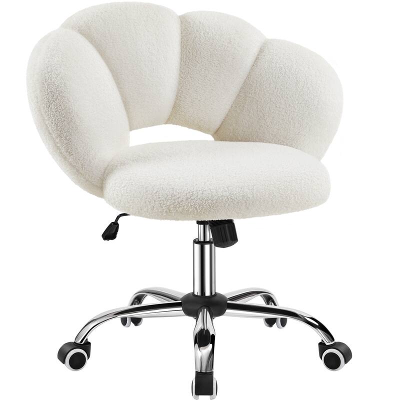 Yaheetech Upholstered Desk Chair Rolling Computer Chair with Cloud-shaped Backrest