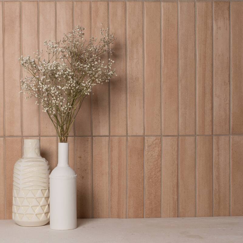 Adobe 2"x16" Glazed Porcelain Subway Wall and Floor Tile - Sandstone Matte - Sample swatch