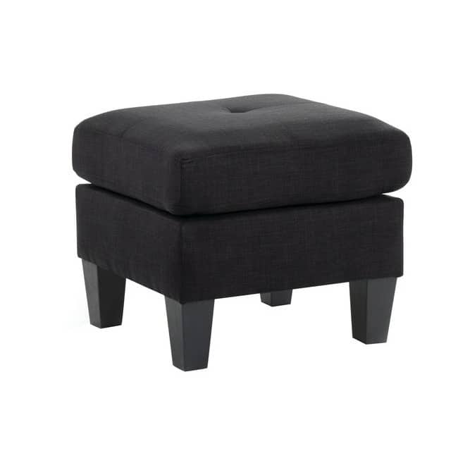 Twill Tufted Ottoman - Black