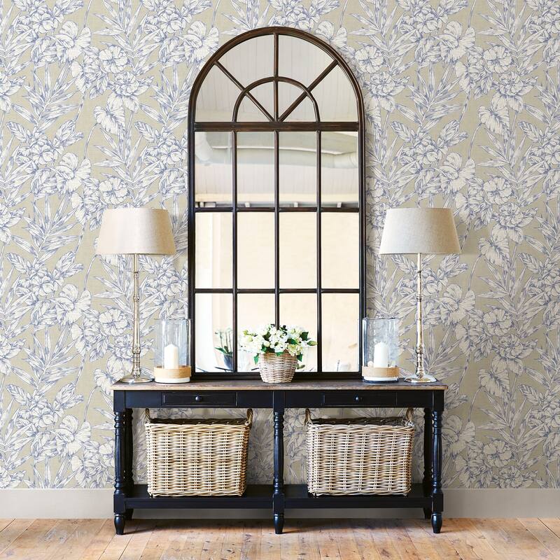 A-Street Prints Fiji Navy Floral Wallpaper