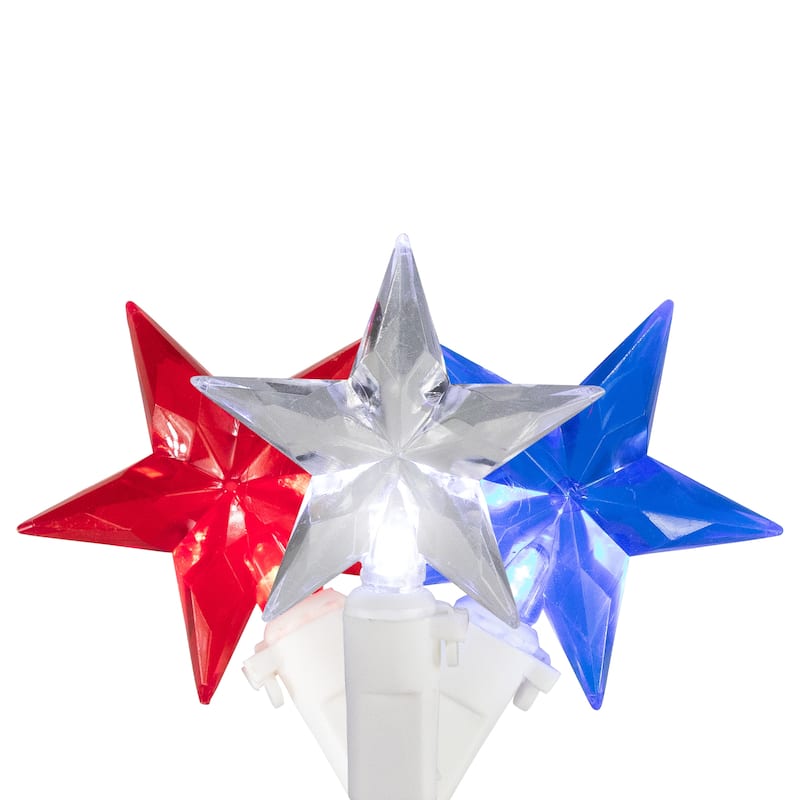 30 Patriotic Red, White and Blue LED Star String Lights - 7ft White Wire - N/A