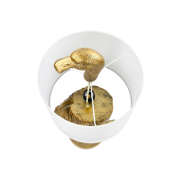 Resin Flamingo Table Lamp with Linen Shade Gold