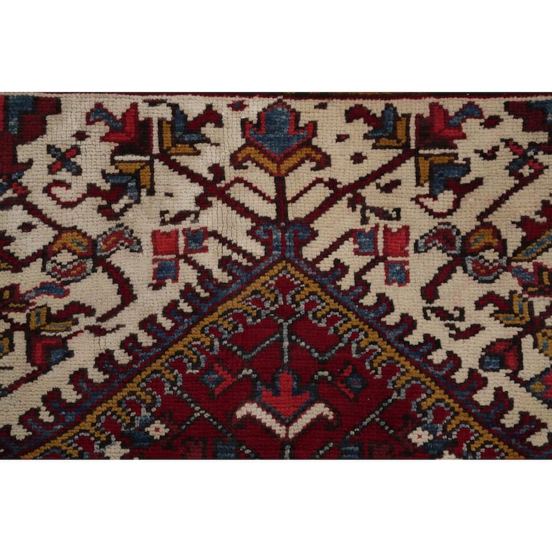 Hand Knotted Oriental 100% Wool Carpet Traditional Medallion Red Heriz Area Rug - 11' 2'' X 7' 10''