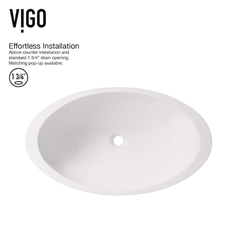 VIGO Wisteria 23"L x 14"W MatteStone Vessel Sink and Cass 12"H Faucet Set