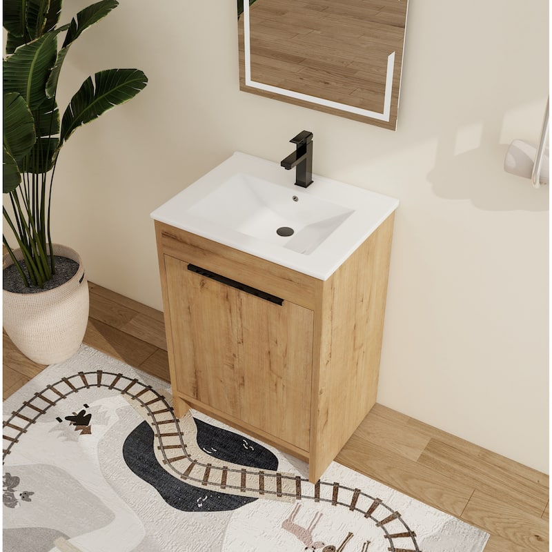 Malwee 24"/30"/36" FreeStanding Bathroom Vanity, Floor Stand Bathroom Vanity with Sink,Soft Close Door and Adjustable shelf