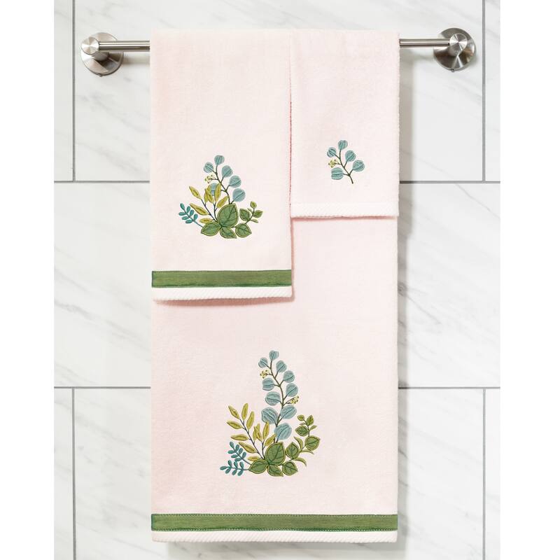 Authentic Hotel and Spa 100% Turkish Cotton Botanica 3PC Embellished Towel Set