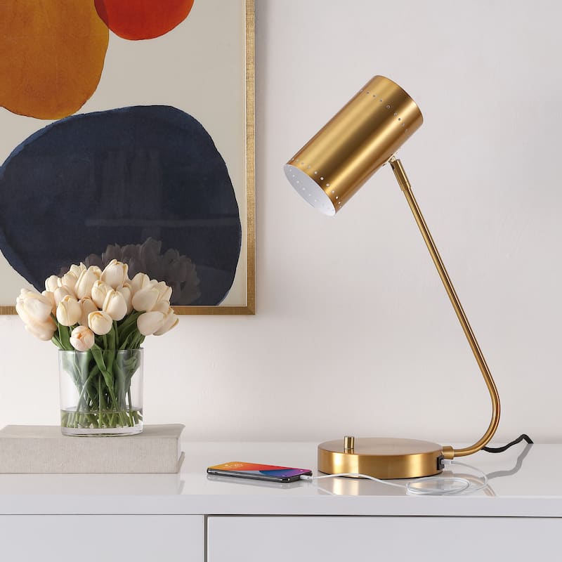 SAFAVIEH Lighting 23-inch Contemporary Crane Task LED Table Lamp.