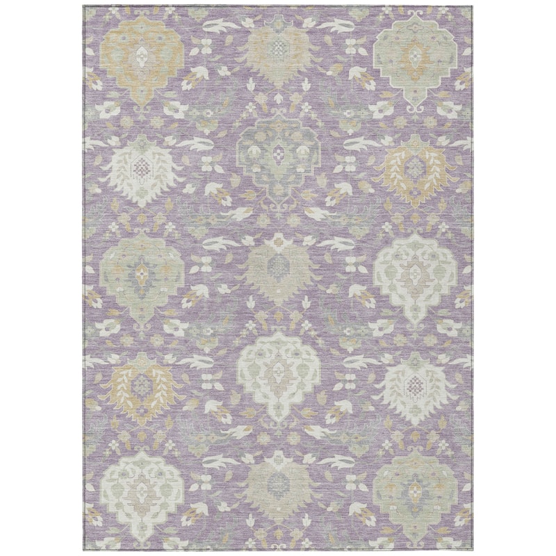 Machine Washable Indoor/ Outdoor Traditional Kashan Chantille Rug