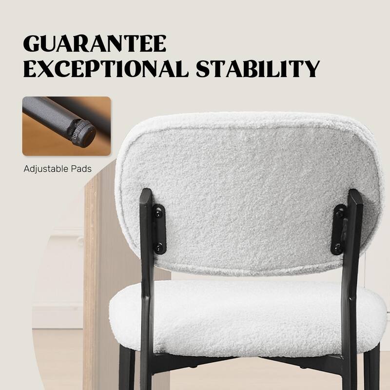 FERPIT Set of 2 Modern Boucle Teddy Fabric Upholstered Dining Chair with Metal Legs - 31.6"H x 18.9"W x 16.92"D