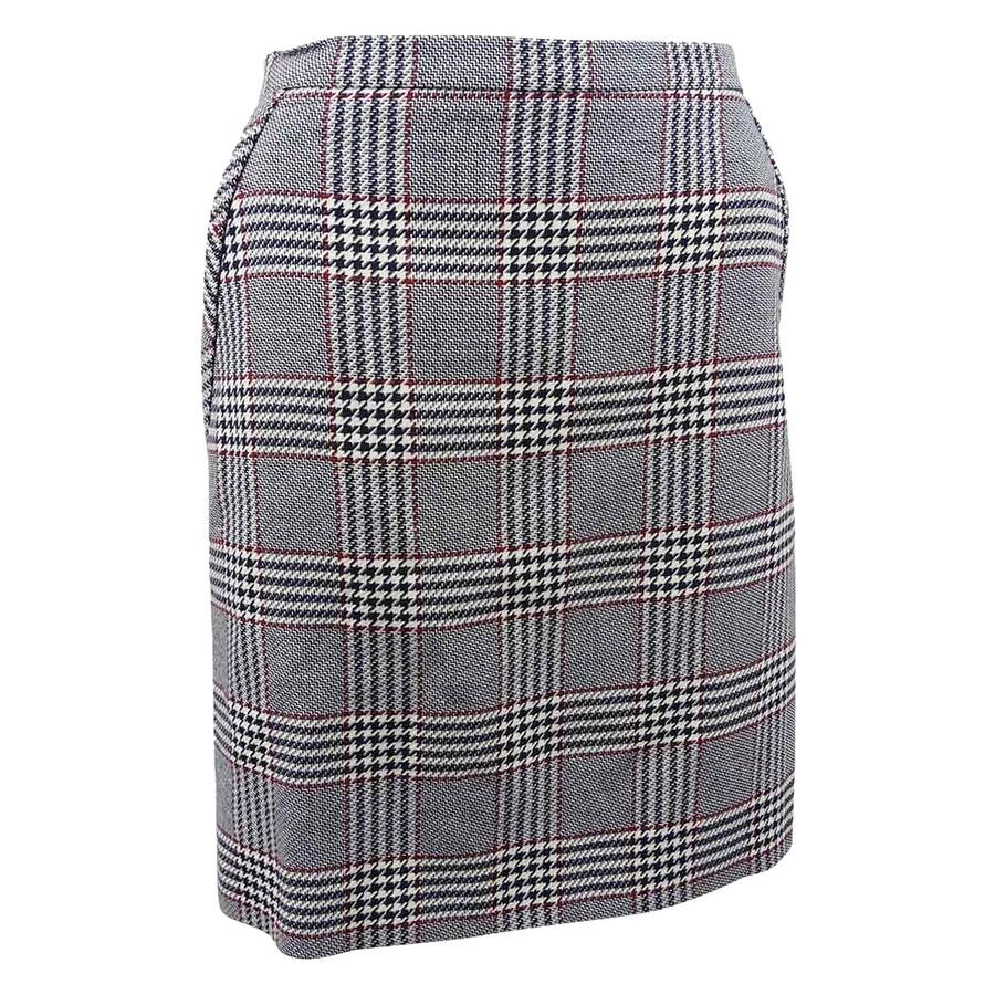 Anne Klein Women's Plaid Skirt (16, Marine Blue Combo)