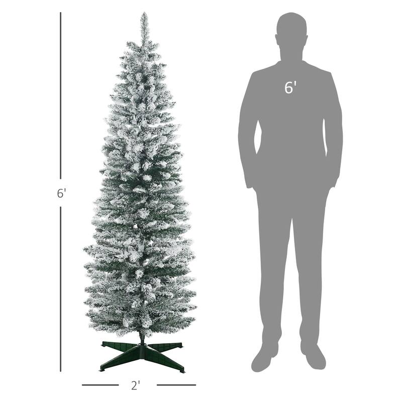6 ft Snow Flocked Artificial Christmas Tree with 390 Tips for Indoor Holiday Decoration Easy Assembly and Stable Base