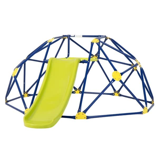 slide 2 of 25, Kids Climbing Dome with Slide and Fabric Cushion for Garden Yard - 96" x 72" x 36" (L x W x H) Blue
