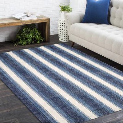 Overton Handmade Modern Contemporary Striped Area Rug