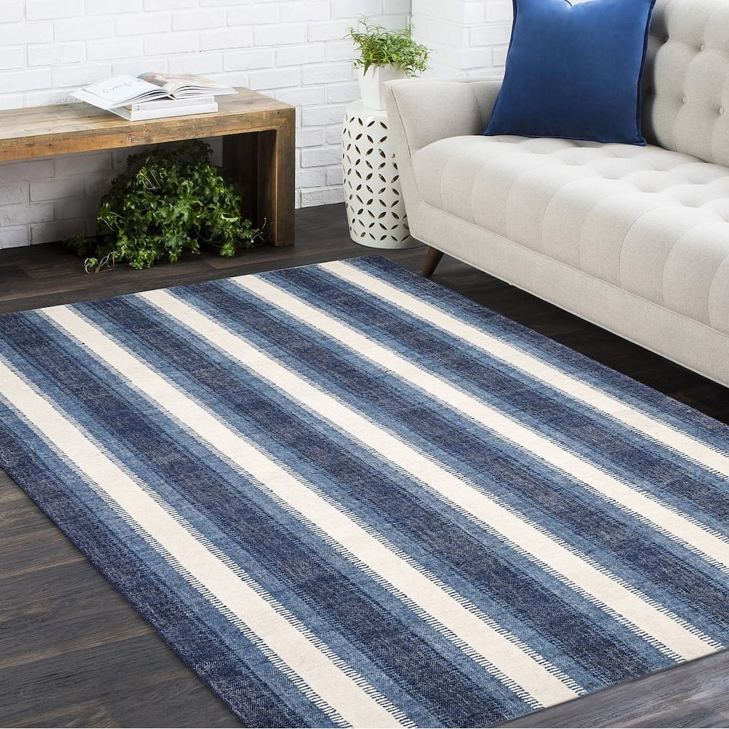 Overton Handmade Modern Contemporary Striped Area Rug