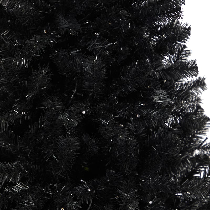 Black Artificial Christmas Tree 6Ft with Lights - Holiday Decor, Festive Tree, Indoor Xmas Tree - 72