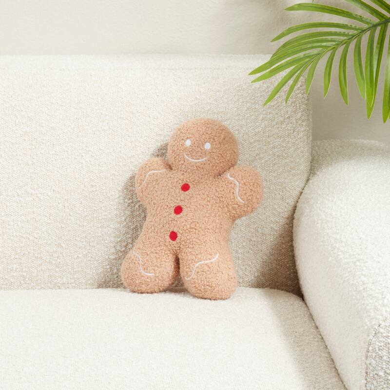 Gingerbread Man Poly Filled Throw Pillow