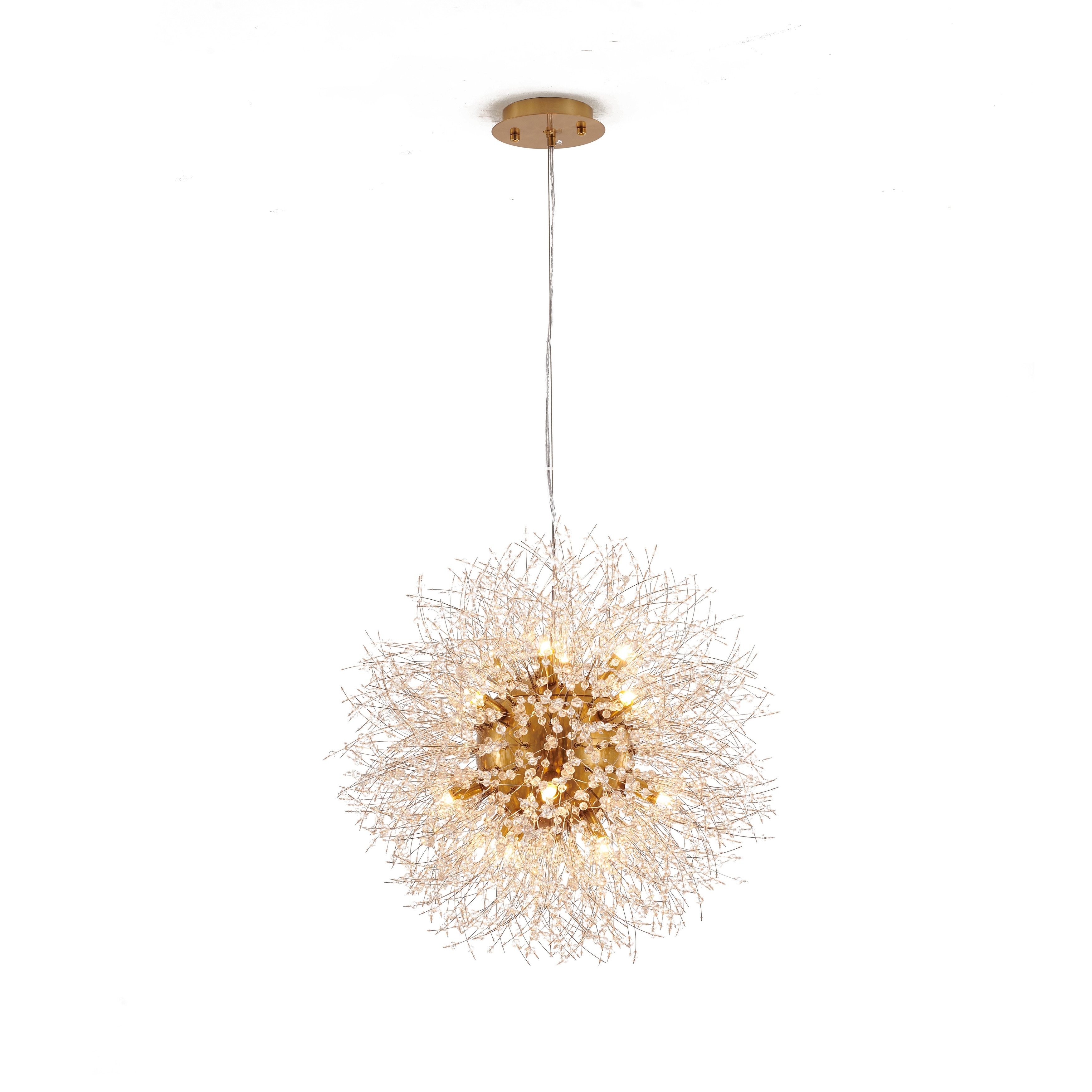 Transitional 16-Light Brass Stainless Steel Chandelier With Clear Crystal Accents