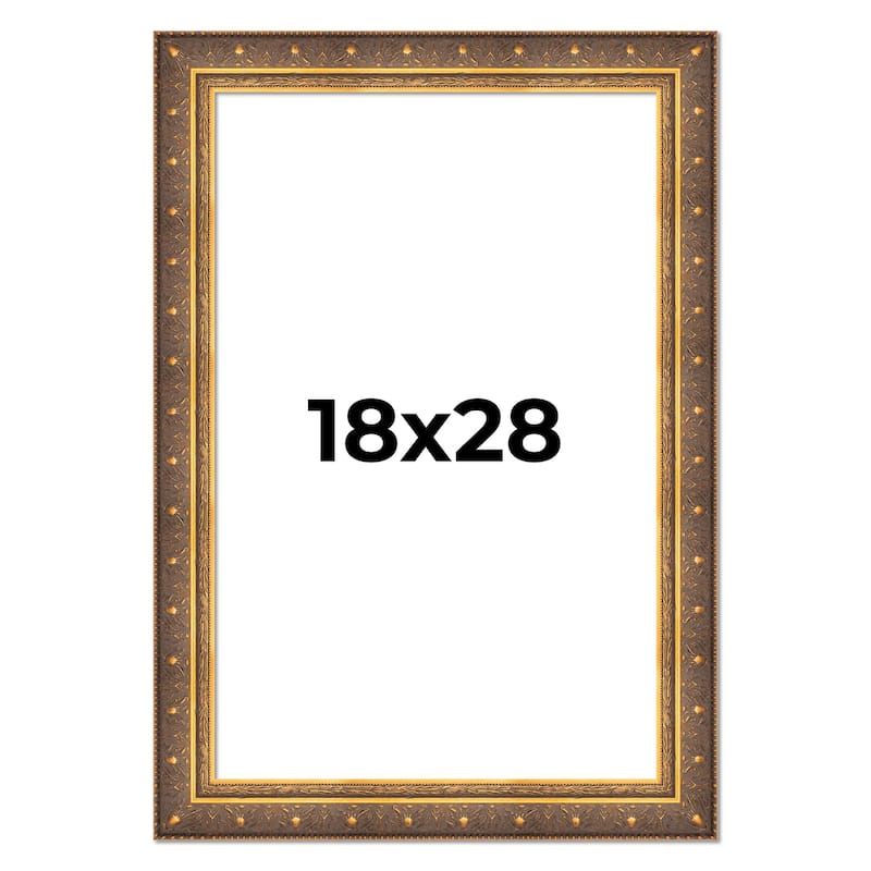 18x28 Frame Vintage Gold Solid Wood Picture Frame | 2.5 Inch Moulding