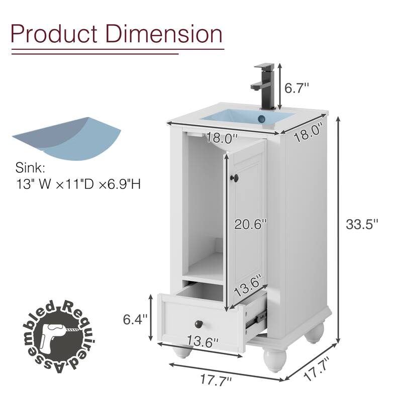 Bathroom Vanity with Sink Combo Set, Free Standing Bathroom Storage Cabinet