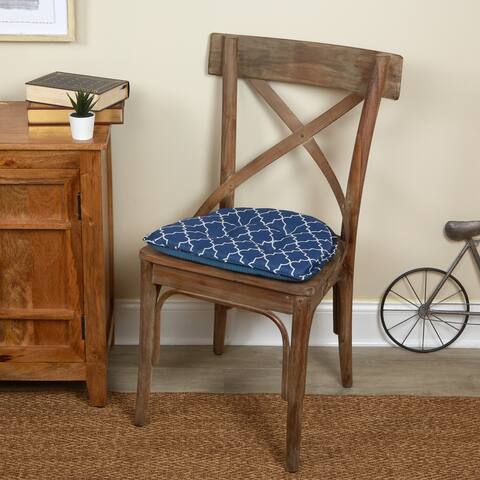 Klear Vu Trellis Tufted Non-Slip Geometric Dining Chair Cushion Set (Set of 2)