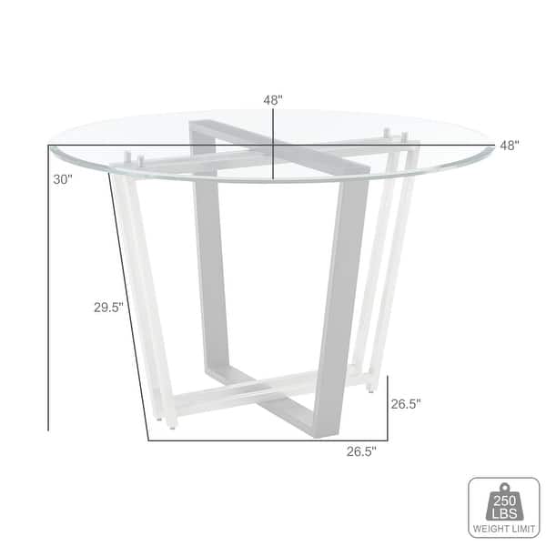 Devi 48 inch Glass and Black Steel Round Dining Table