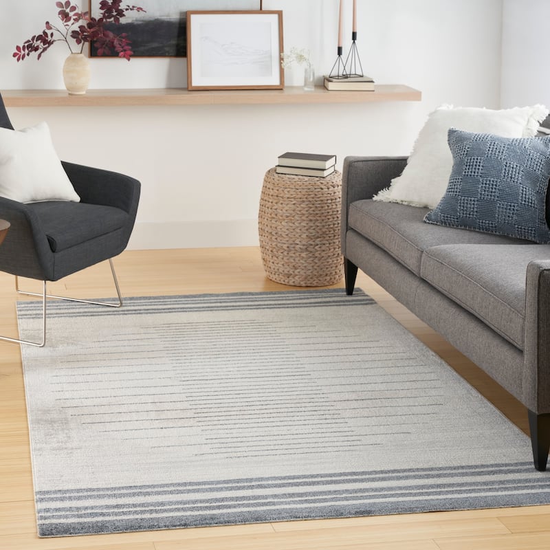 Nourison Astra Machine Washable Striated Area Rug - 7' x 9' - Blue/Ivory - Rectangle