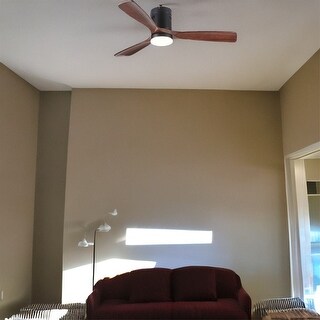Integrated LED Light Ceiling Fan with Solid Wood Blade - N/A