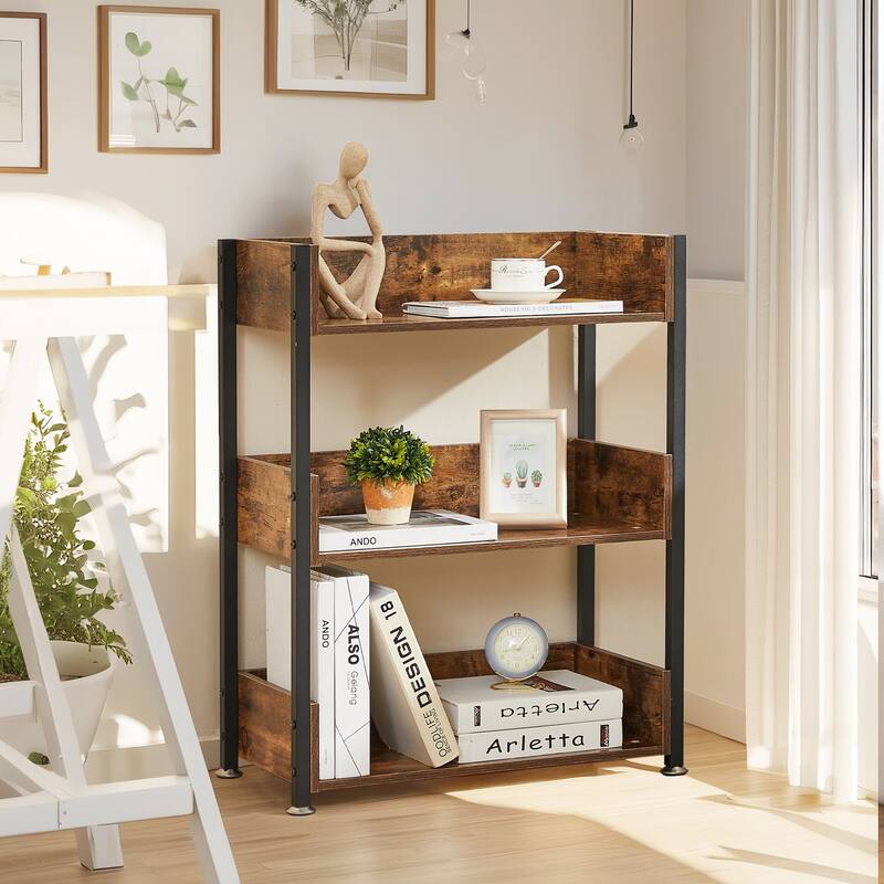 VECELO 30" Open Bookcase 3 Tier No Guardrail Shelf Unit for Books Storage Cabinet for Living Room/Kitchen/Bedroom (1 or 2 PCS)