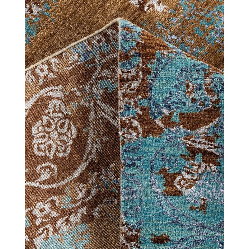 Ikat One-of-a-Kind Hand-Knotted Area Rug - Brown, 9' 0" x 12' 1" - 9' 0" x 12' 1"