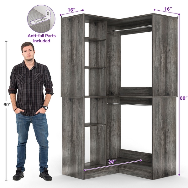 ncloset ページ Unikito 36'' Freestanding Corner Closet System with 2