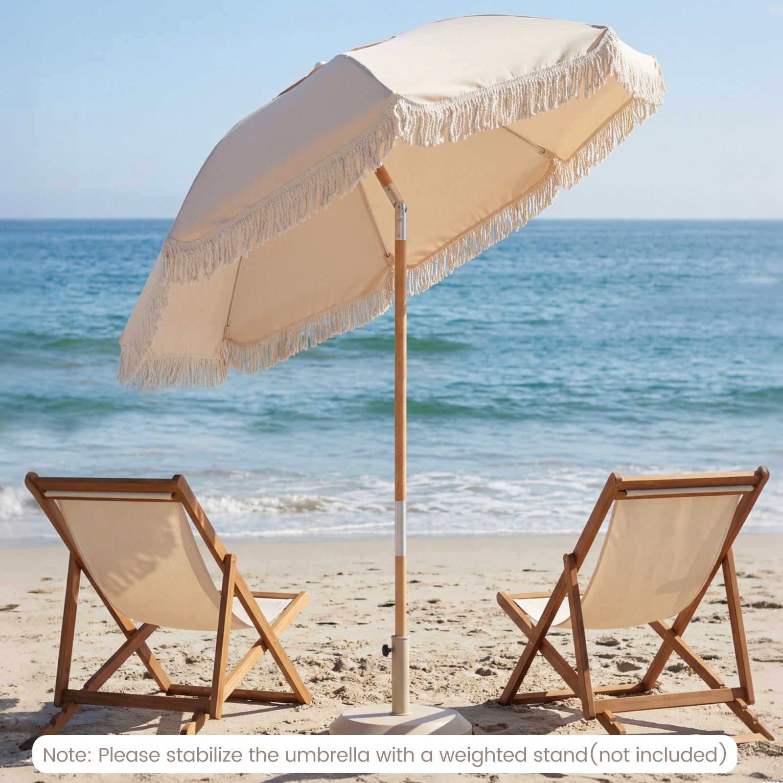 6 foot canvas patio umbrella Gymax 6 FT Patio Umbrella w/ Fringe Push Button Tilt 8 Sturdy Ribs