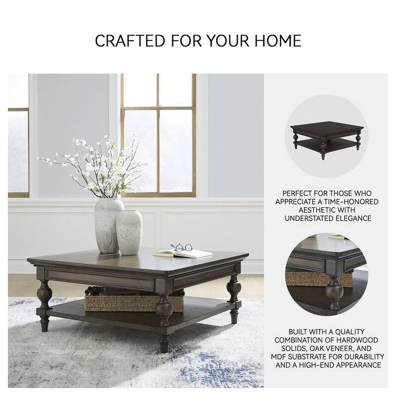 Signature Design by Ashley Veramond Dark Brown Square Cocktail Table - 42" W x 42" D x 18.63" H