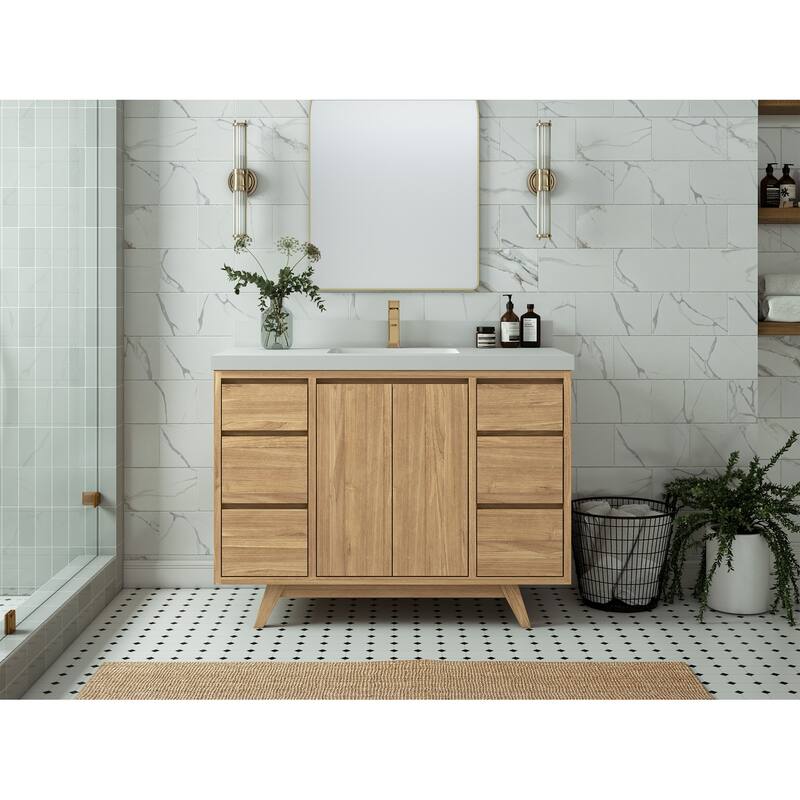 Willow Collections 48 in. W x 22 in. D Madison Teak Single Sink Bathroom Vanity with Countertop
