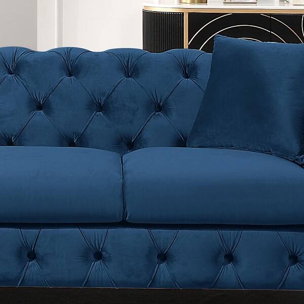Chesterfield Velvet Accent Loveseat Sofa, Upholstered Classic Button