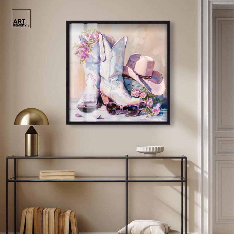 Spring Pink Cowboy Necessities Shadowbox by Art Remedy