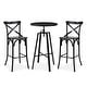 preview thumbnail 21 of 60, Glitzhome Industrial Modern Adjustable Bar Table Rustic Steel 3-Piece Pub Sets Black