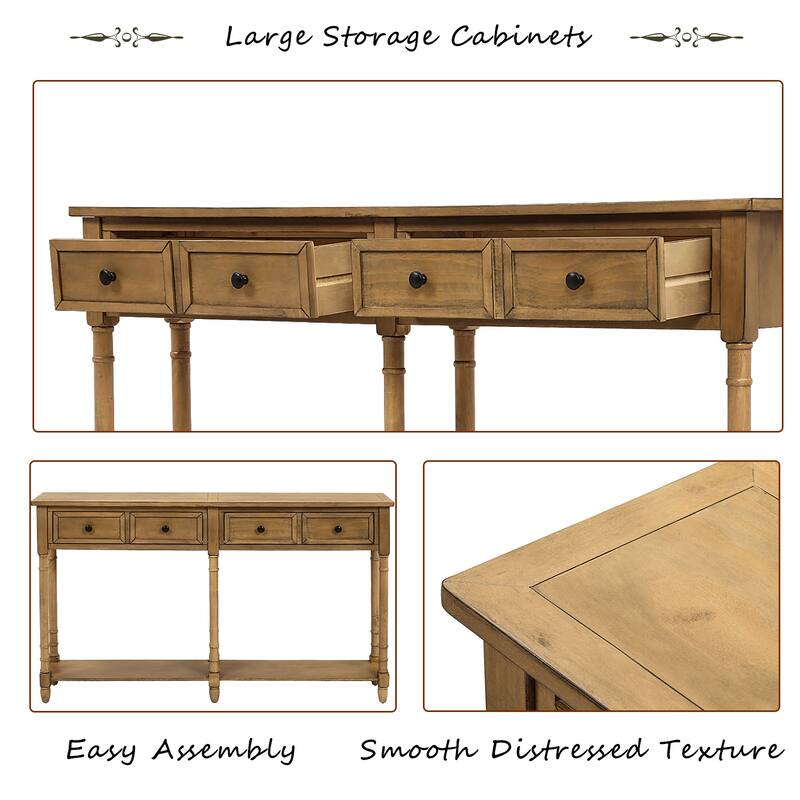 Console Table Sofa Table with 2-Drawers and Bottom Shelf