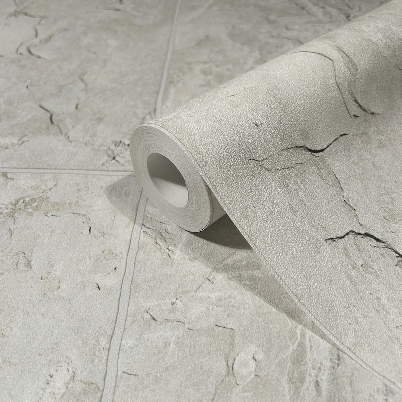Galerie Wallcoverings Bricks and More Collection Stone Tile Matte Finish Vinyl on Non-woven Wallpaper Roll