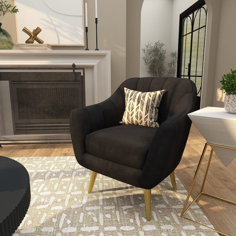 Black or Pink Polyester Living Room Accent Chair