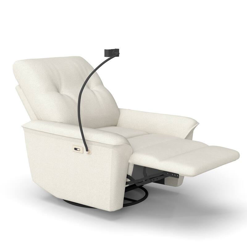 270°Power Swivel Rocker Recliner Chair w/Phone Holder, Electric Glider Reclining Sofa with USB Ports, Power Swivel Glider