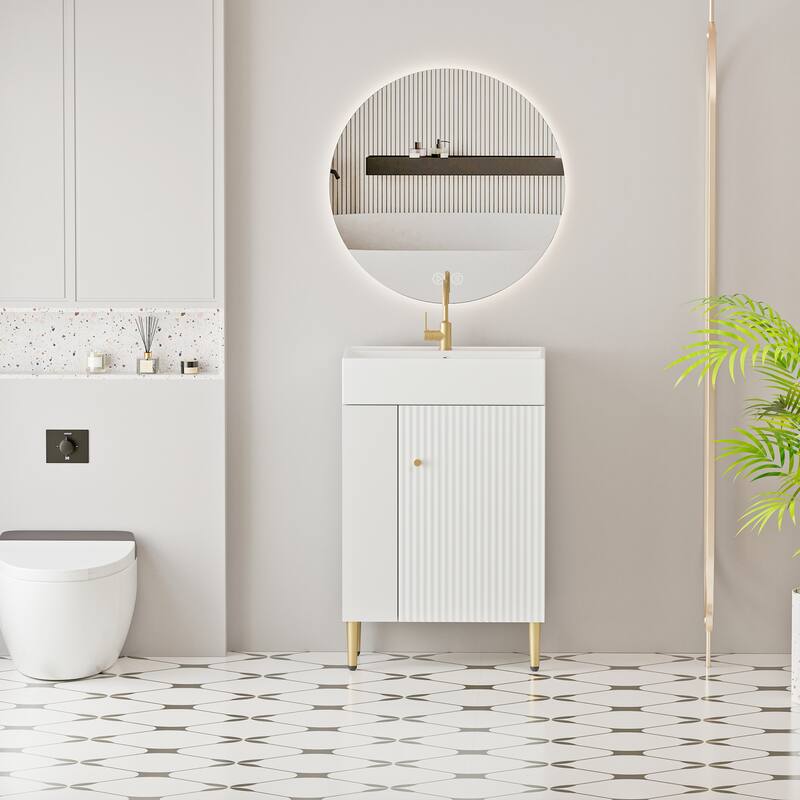 21.6" Open-shelving Bathroom Vanity with Ceramic Sink
