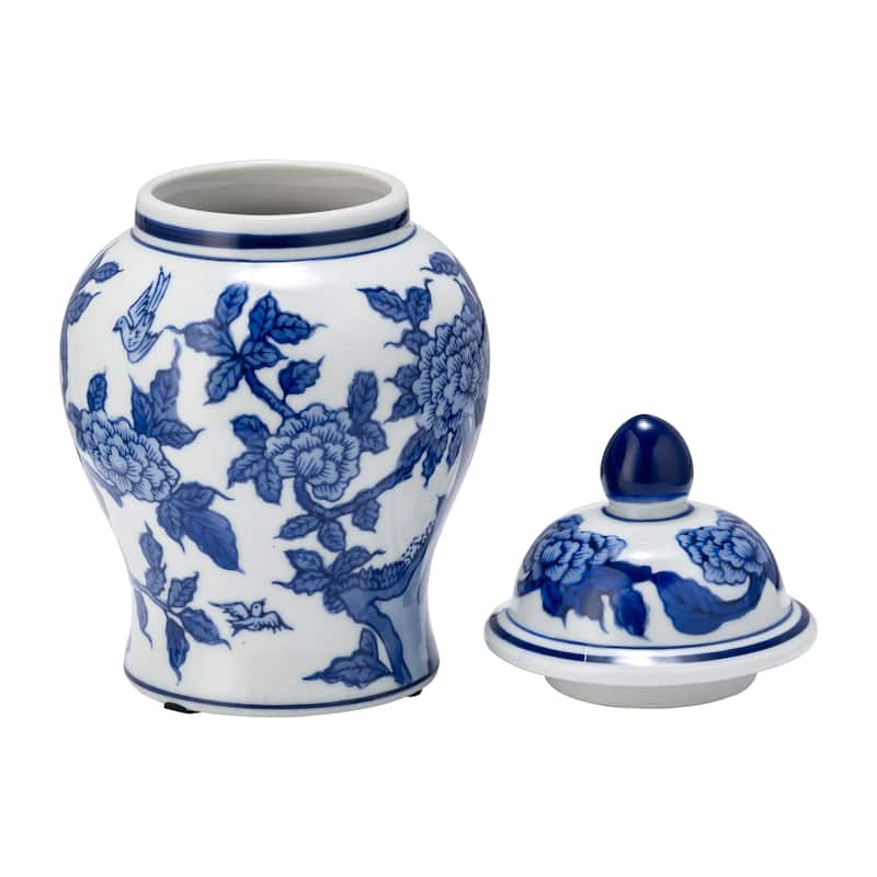 Sagebrook Home Chinoiserie Blue & White Ceramic Lidded Jar