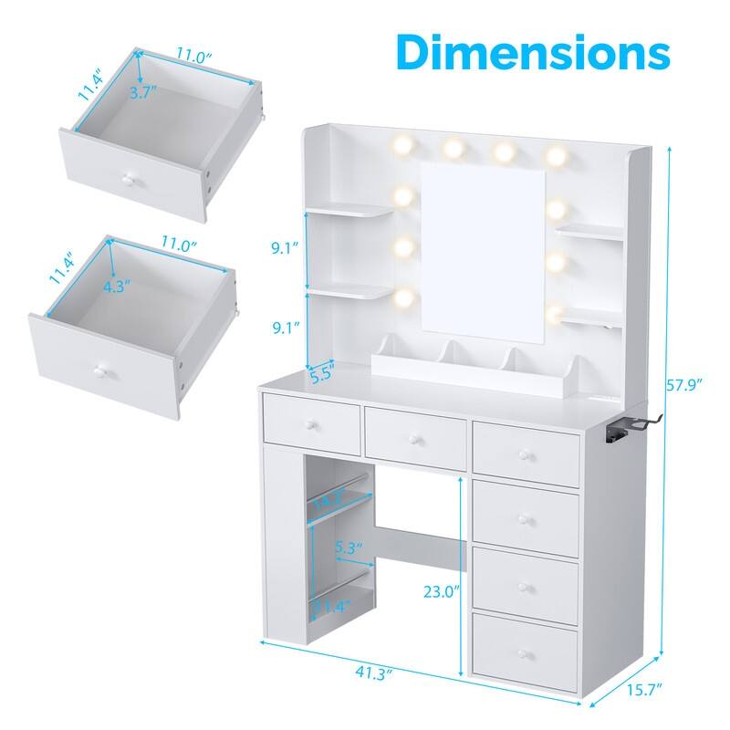 Particle Board Veneered 6-drawer 3-compartment Double-layer Side Rack, Side Panel Storage Style Dressing Table - N/A