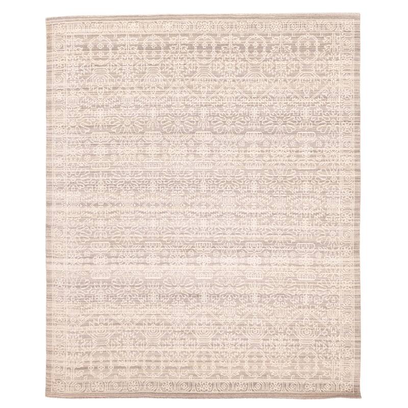 ECARPETGALLERY Hand Loomed Elysian Grey Wool Rug - 8'1 x 10'0