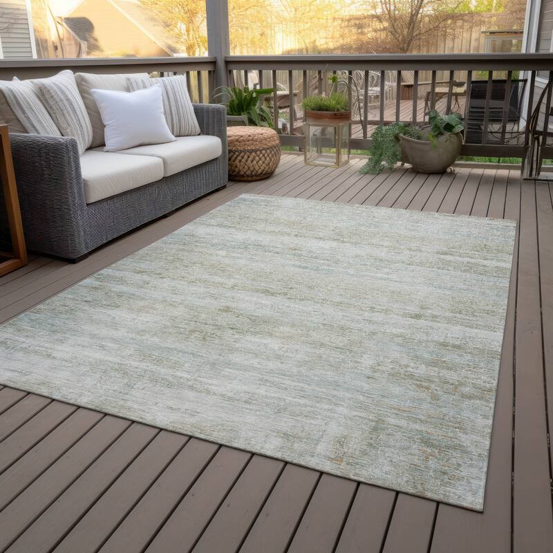 Machine Washable Indoor/Outdoor Watercolor Ombre Chantille Rug
