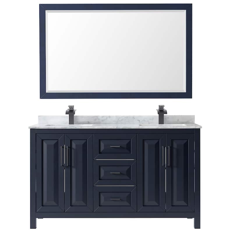 Daria 60-inch Double Vanity, Marble Top, 58-inch Mirror