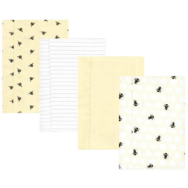 slide 1 of 1, Hudson Baby Cotton Flannel Burp Cloths, Honey Bee, One Size - Honey Bee 4 Pack - One Size One Size - Honey Bee 4 Pack