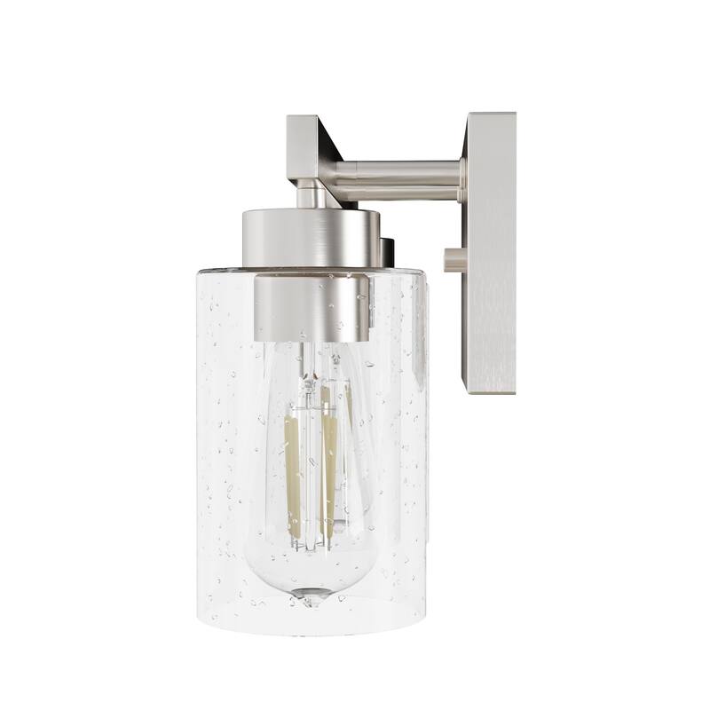 Hunter Hartland Bathroom Vanity Wall Light, Damp Rated - Transitional, Rustic, Contemporary - Clear Seeded Glass